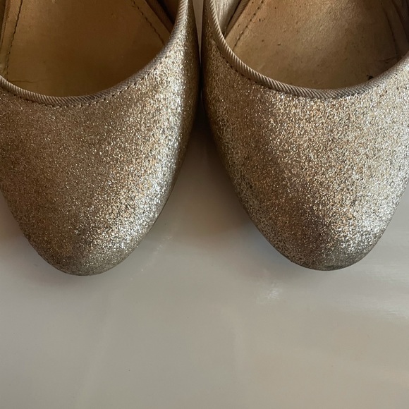 Aldo Gold Glitter Sparkle Heels - Low Heel Aldo Shoes - Gold Sparkly Size 8 - Picture 8 of 13